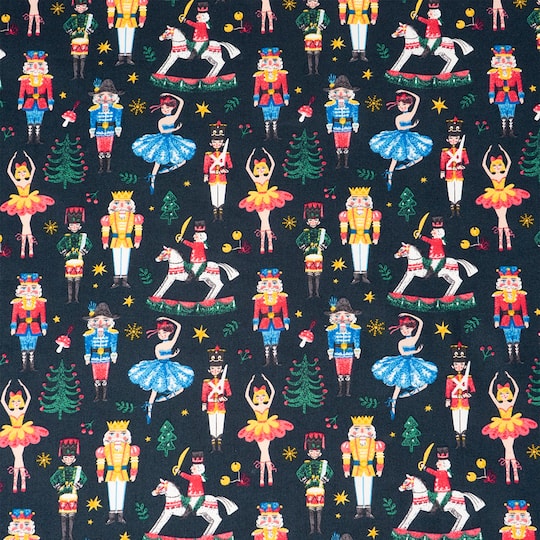 SINGER Nutcrackers on Navy Print Cotton Fabric